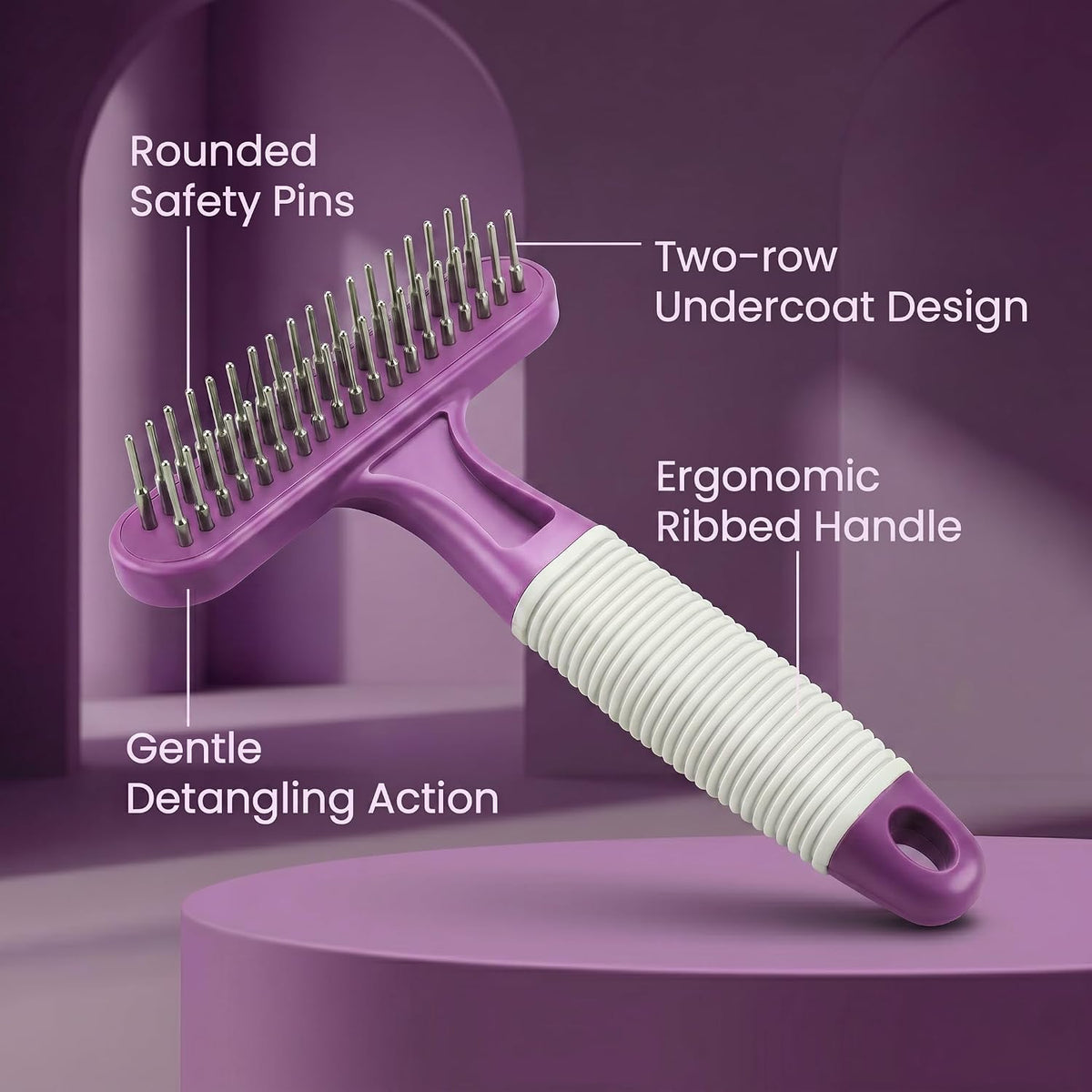 Poodle Pet Dog Grooming Rake - Purple / Shedding Comb - image 2