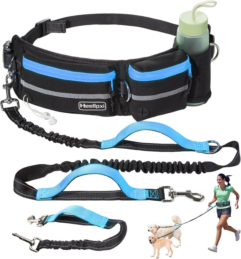 Hands-Free Dog Leash with Pouch - Blue