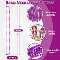 EOBOH 12PCS Mardi Gras Beads, Gold Beaded Necklace Stuff Set - Purple / 144 - image 2