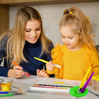 Joyooss kids paint brushes 12 pack, 6 round and 6 flat brushes with colorful plastic handles - view 5
