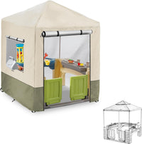 Hadisi black 600D waterproof outdoor kids playhouse cover with zippered front door