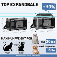 Cat Carrier Top-Expandable 18x11x11 - Grey - image 2