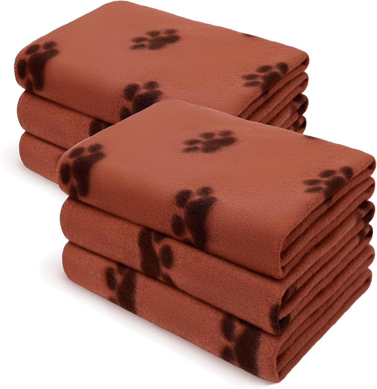 LINENLUX Fleece Dog Blankets 6-Pack - Coffee / 45x31 inch (Pack of 6)