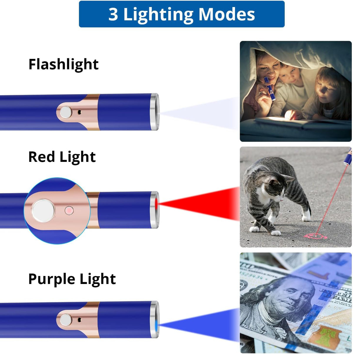 TBTeek Cat Toys, with Metal Case, Rechargeable - Blue / Red Light - image 3