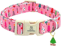 Lionheart Glory Christmas dog collar in cotton with adjustable strap and welded D-ring