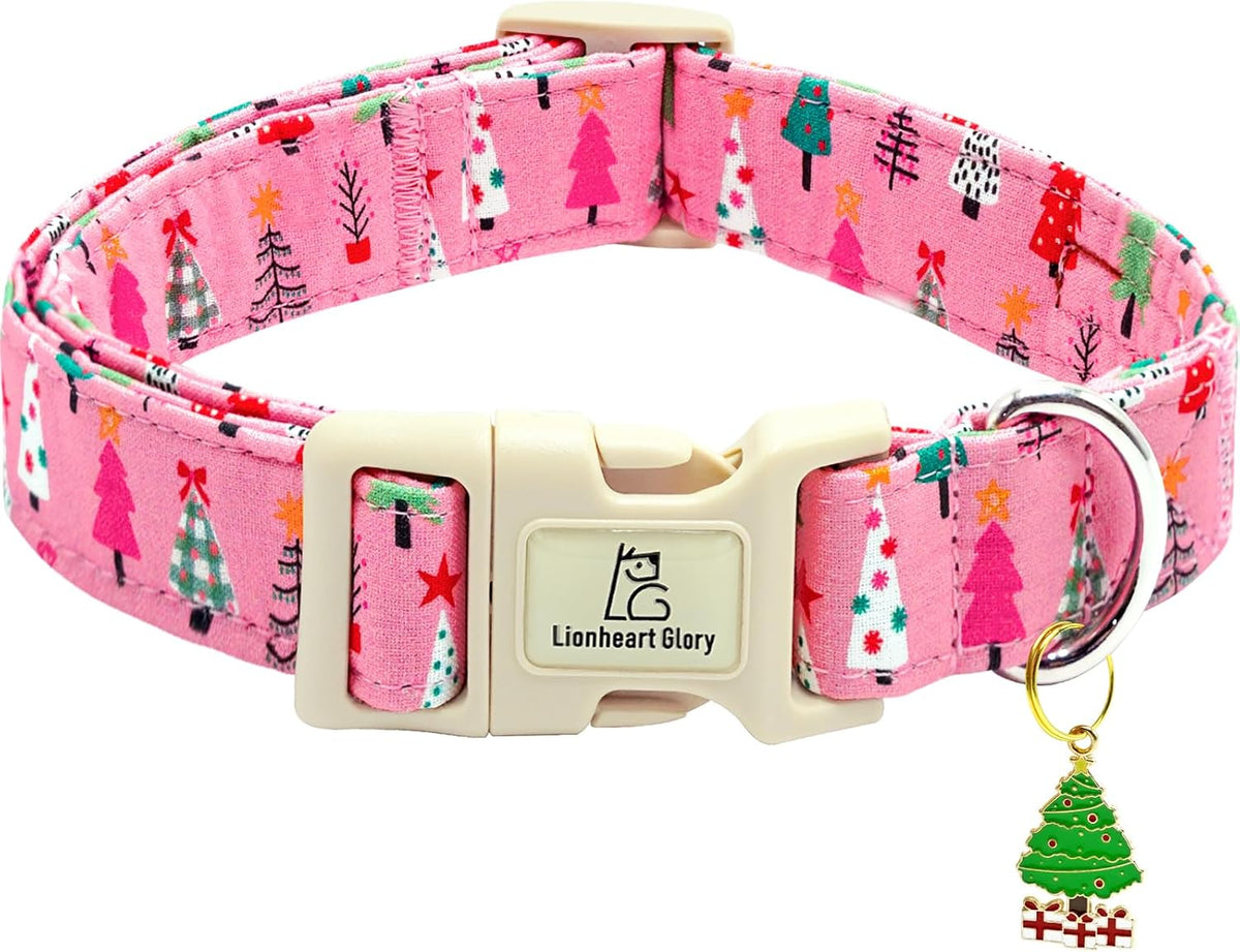 Lionheart Glory Christmas dog collar in cotton with adjustable strap and welded D-ring