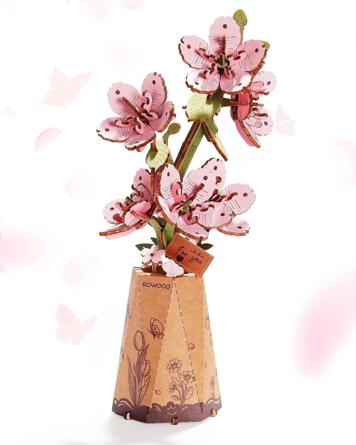 Wowood 3D wooden pink lily flower puzzle assembled model - view 29