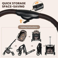 Pet Stroller for Small and medlium Dogs, Dog Cat Stroller, Foldable carts, Carrier, One-Hand Automatic Folding, Puppy, Detachble Carrier (Misty Green)