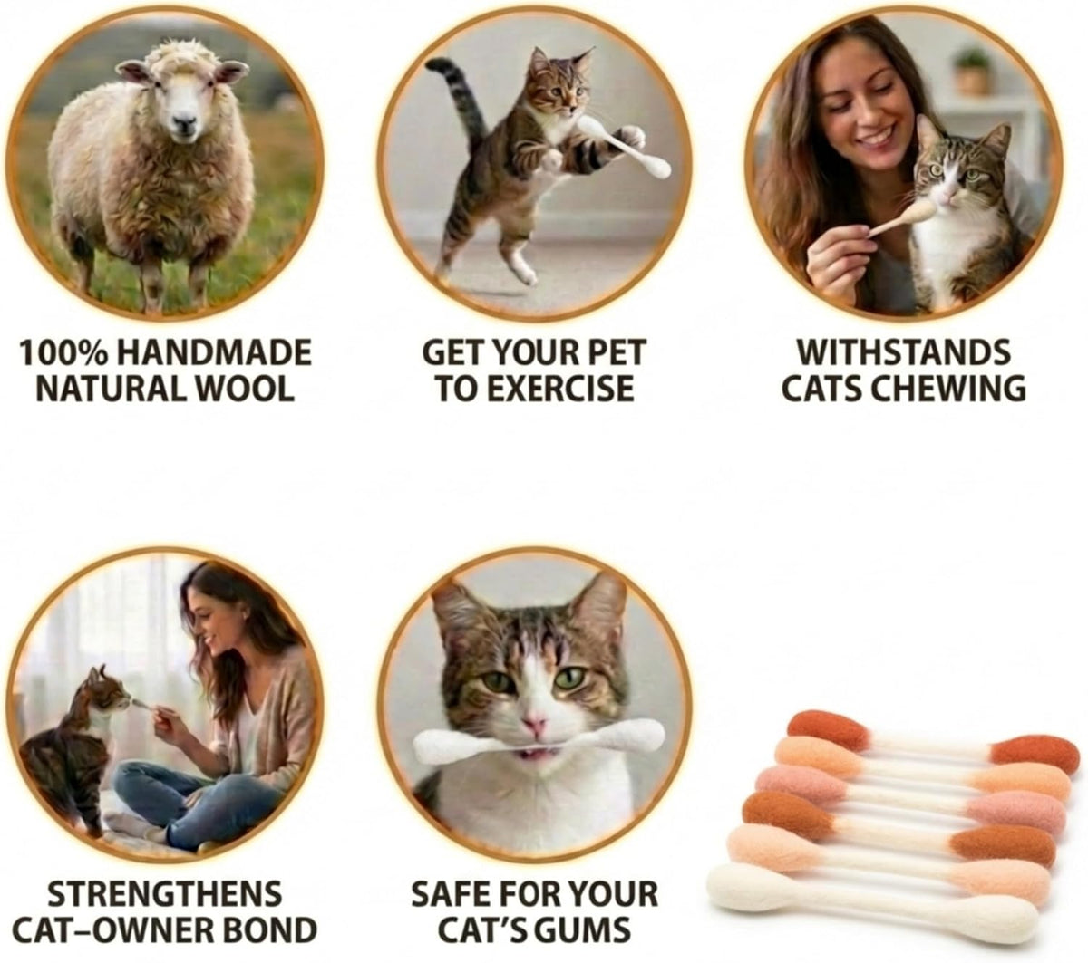 Glaciart One XXL Swabs Cat Toys with Catnip, 2 Pk - Beige Swabs / Regular - image 4
