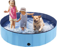 Foldable Dog Pool, Portable Pet Bath Tub and Kiddie Swimming Pool – Essentials for Dogs - 55"-XL / Blue