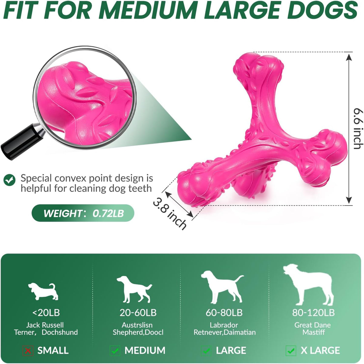 Dog Chew Toys for Aggressive Chewers Large Breed - Pink - image 2