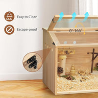 COZIWOW Wooden Hamster Cage, Large Hamster Habitats Enclosure with Acrylic Window & Openable Top, (32" L x 16" W x 16" H) Small Animal Cage for Guinea Pig, Chinchilla, Gerbil