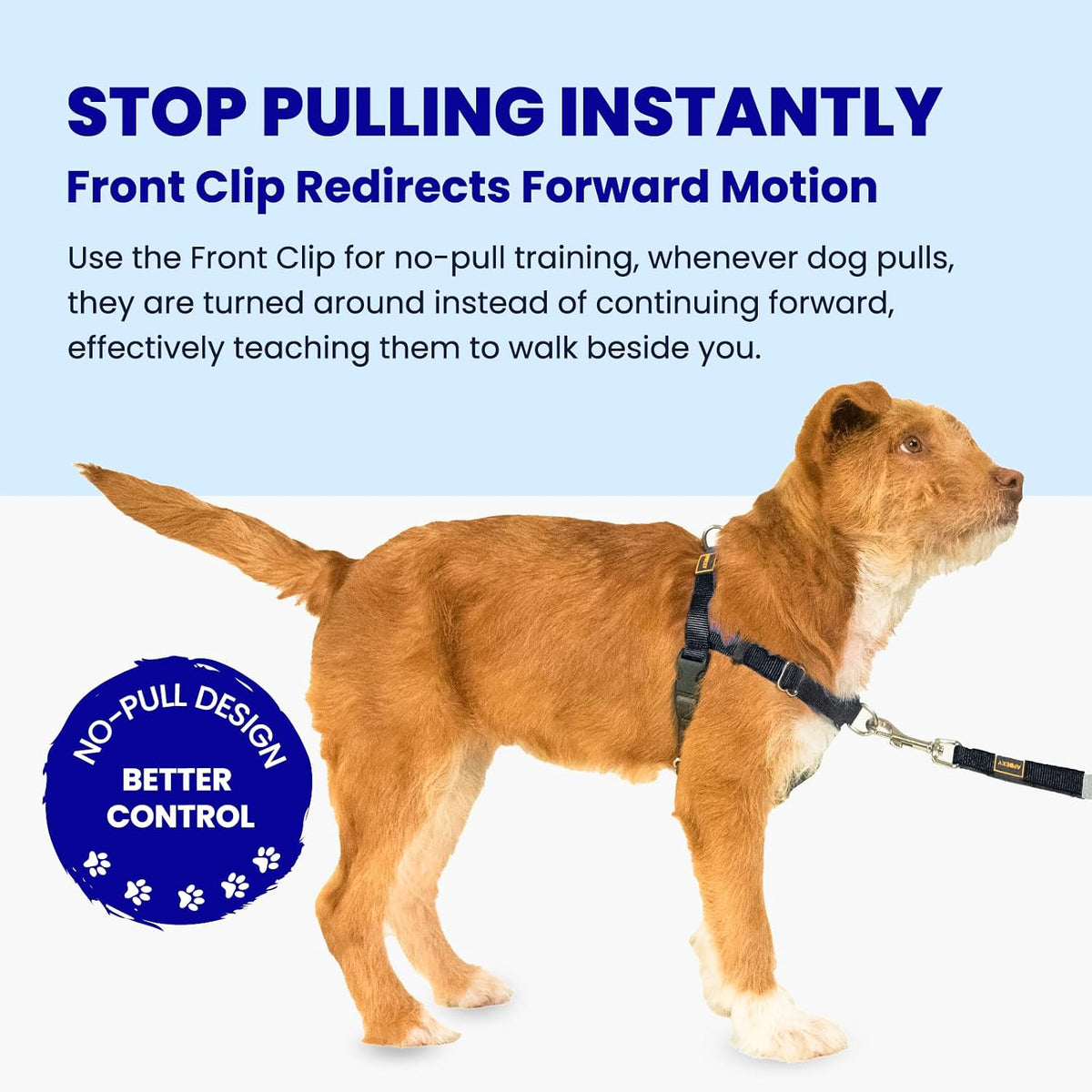 Freedom no pull dog harness for medium dogs with front D-ring and mesh-lined nylon webbing - view 2