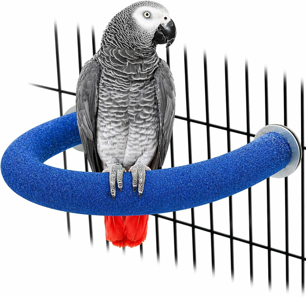 U-Shaped Large Parrot Perch, Quartz Bird Perch for Cage – Essentials for Birds - Large / Blue