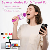 Kids Karaoke Microphone, Wireless Bluetooth Toy Microphone Christmas Gift – Fun for Kids & Family - Rose Red - image 4