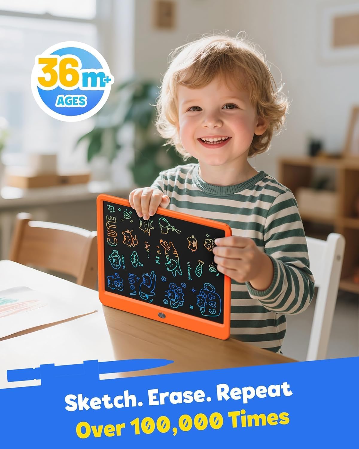 TEKFUN 15" LCD Writing Tablet for Kids - Orange / 12 Inch - image 2