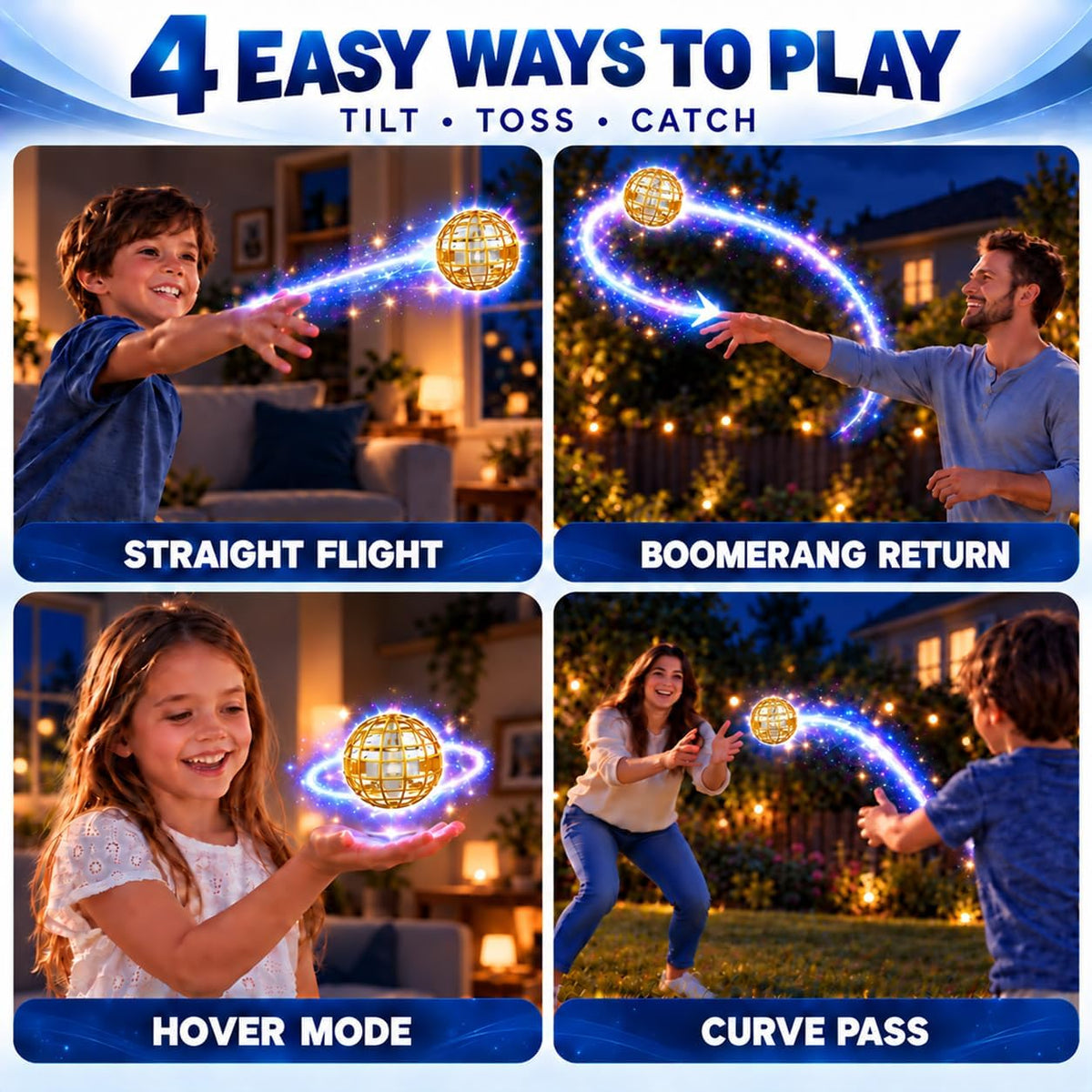 LEMATRIX Flying Orb Ball Toy - Golden - image 2