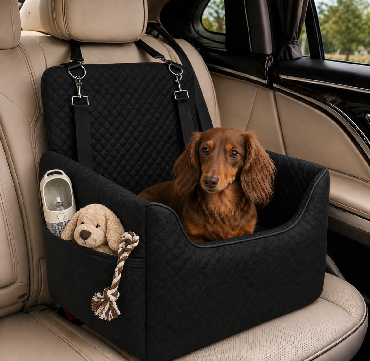 ALL GOOD PET SUPPLIES Dog Car Seat for Small/Medium Dogs Under – Essentials for Dogs - Black