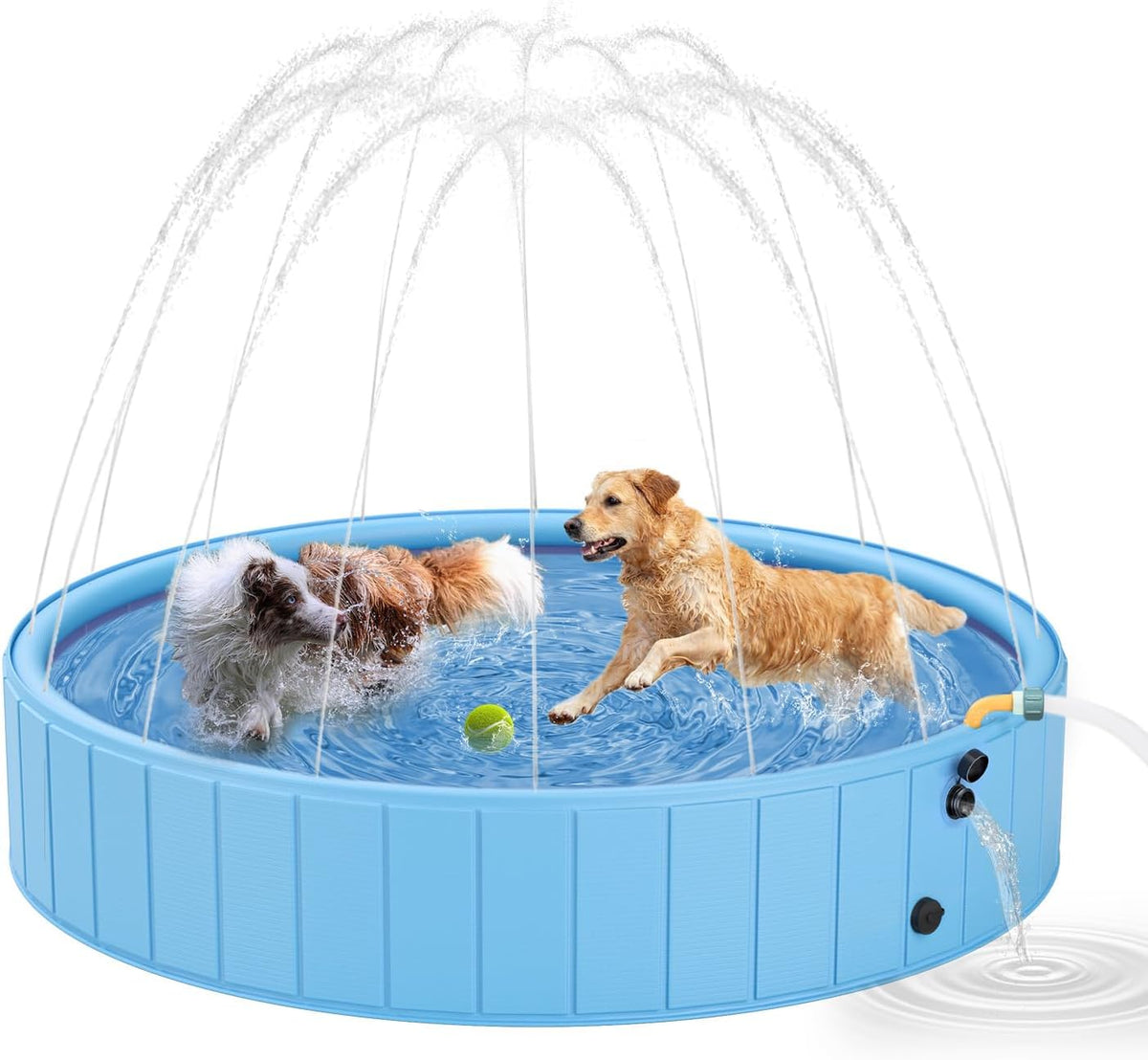 YSJILIDE 2-in-1 dog pool and sprinkler splash pad for large dogs, 63 x 12 inch