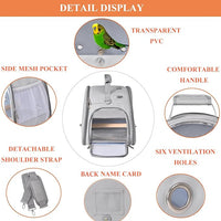 Bird Carrier Travel Cage with Stand, Small Bird Travel Carrier for Parrot with Perch, Side Access Window (Grey)