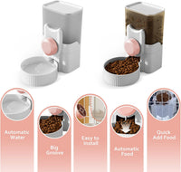 Hanging Cage Auto Pet Food Bowl Water Bottle Dispenser - Pink - image 4
