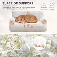 Cat Couch Bed, Cute Pet Sofa for Indoor Cats, 26"x15" - Cream White / 26"L x 15"W x 12.5"Th - image 4