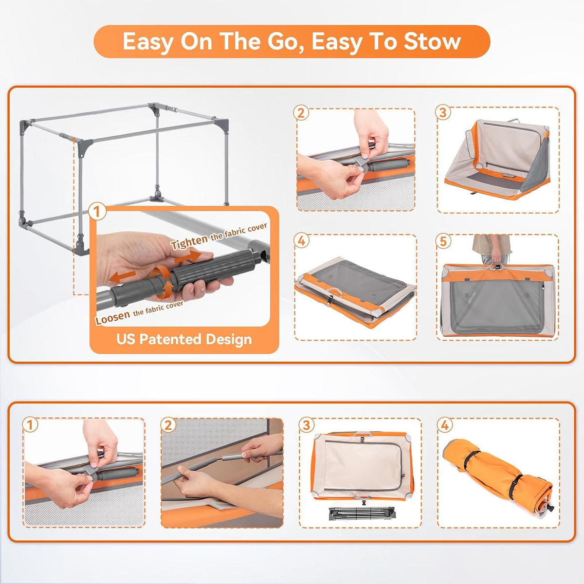 A 4 Pet 36-in Foldable Soft-Sided Dog Crate for Large Dogs – Essentials for Dogs - Orange+Beige / 26.0"L x 19.0"W x 18.0"H - image 2