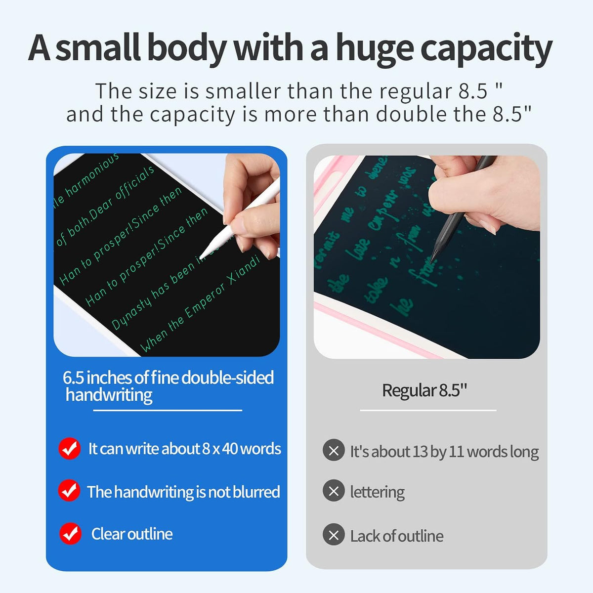LCD Writing Tablet 6.5in Fine Tip with Leather Case and Hanging Pen – Fun for Kids & Family - Double Display - image 2
