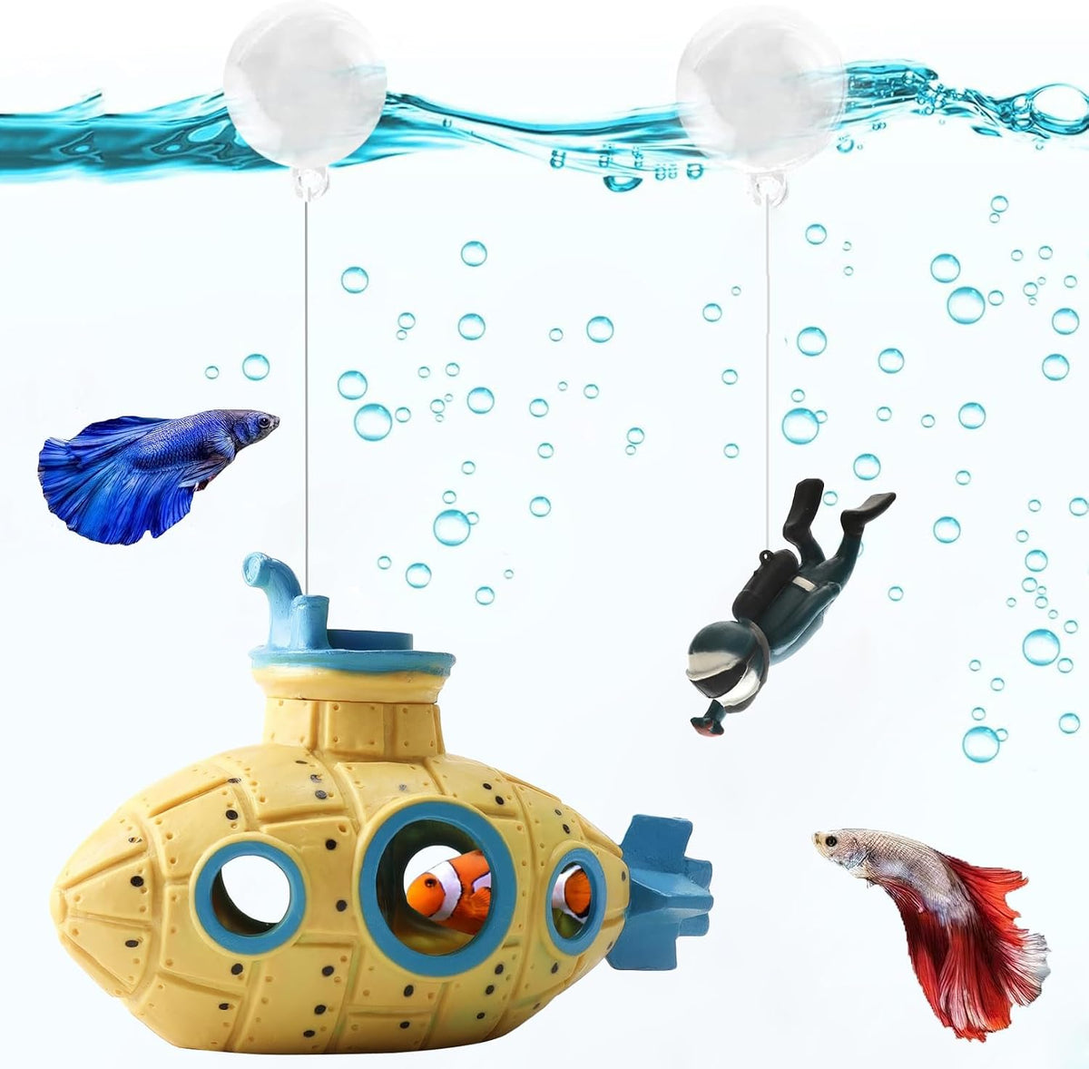 2-Pack Floating Little Diver - Yellow Submarine&diver