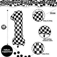 Checkered Number Balloon 1 - Checkered / Number 1 - image 2