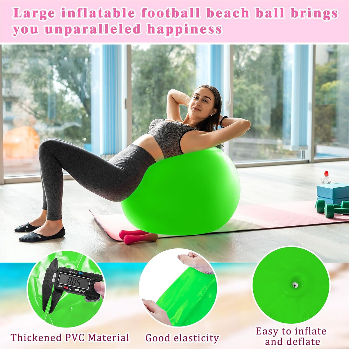 Jenaai giant inflatable bouncy balls in red and blue, 30 inches across - view 31
