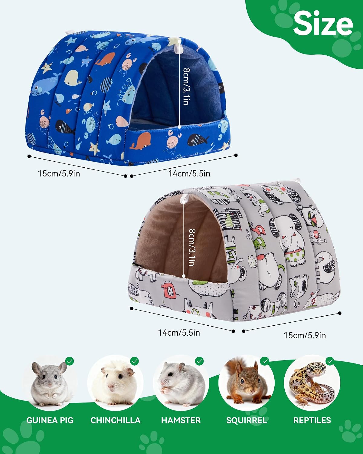 2 Pack Hamster Hideout Bed - Dark Blue+Gray / 6*6in - image 2