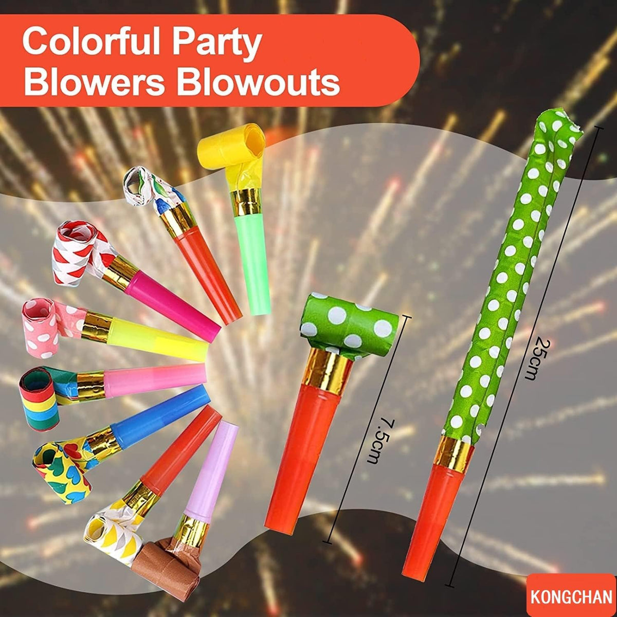 25pcs Party Blowers,Colourful Noisemakers Party Blowouts Squawkers Fringed Noise Maker,Birthday - Party whistle - image 2