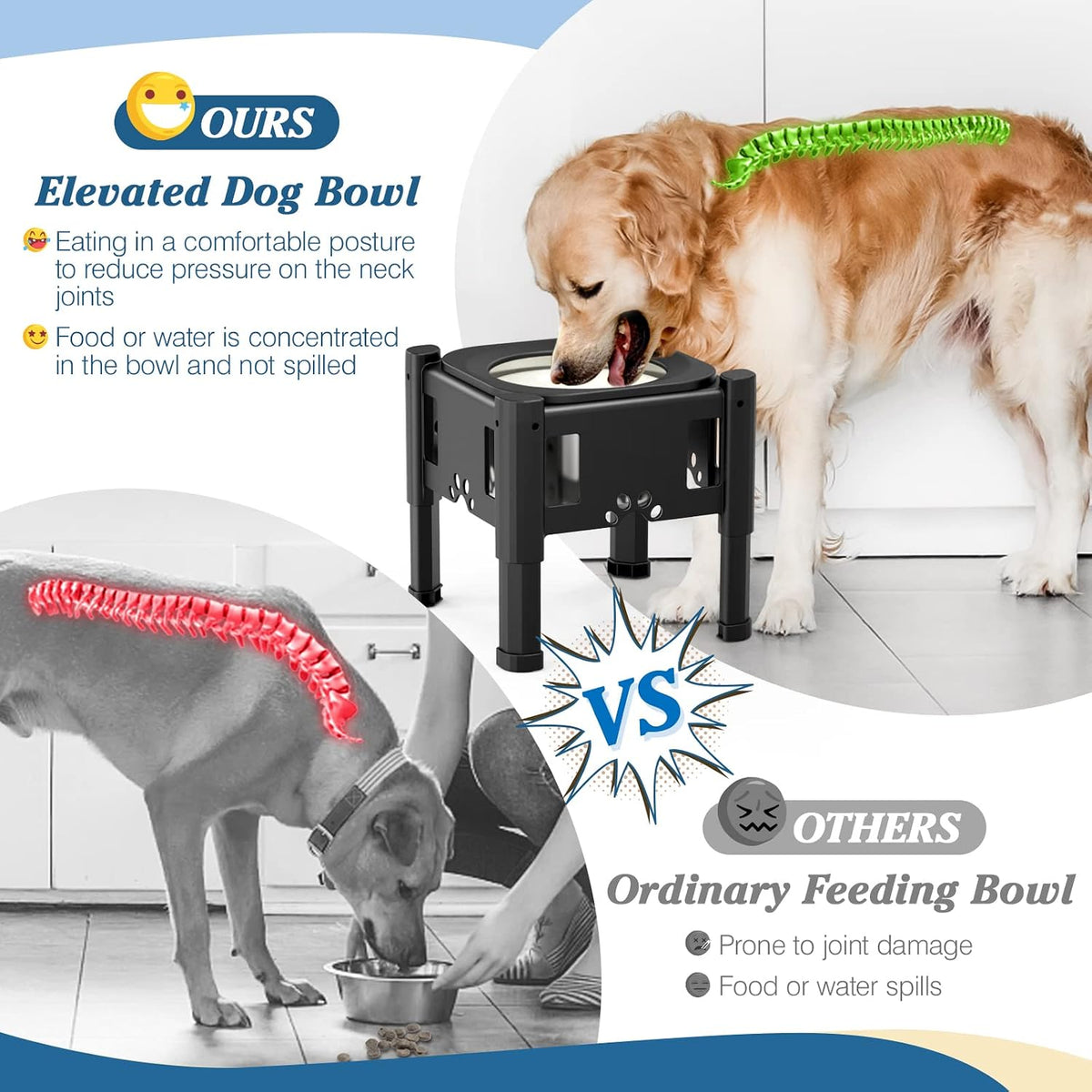 Lewondr Elevated Dog Water Bowl No Spill with 3 Heights Adjustable - Elevated Water Bowl - image 4