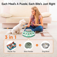 Potaroma Dog Puzzle Toy 2 Levels, Slow Feeder - Green White - image 2
