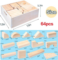 Migargle 64-piece large hardwood building blocks set in a wooden storage tray - view 4