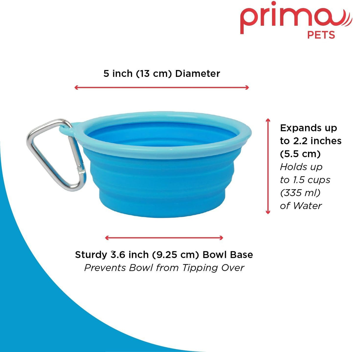 Prima Pet Expandable/ Collapsible Silicone Food & Water Travel Bowl - Aqua / SMALL (1.5 CUPS) - image 2