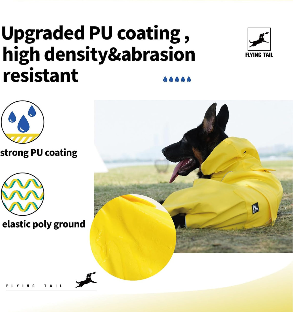 Dog Raincoat Waterproof Reflective Jacket - X-Large / Yellow - image 3