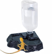 Lizard Bearded Dragon Water Bowl Dish Automatic Dispenser - Black