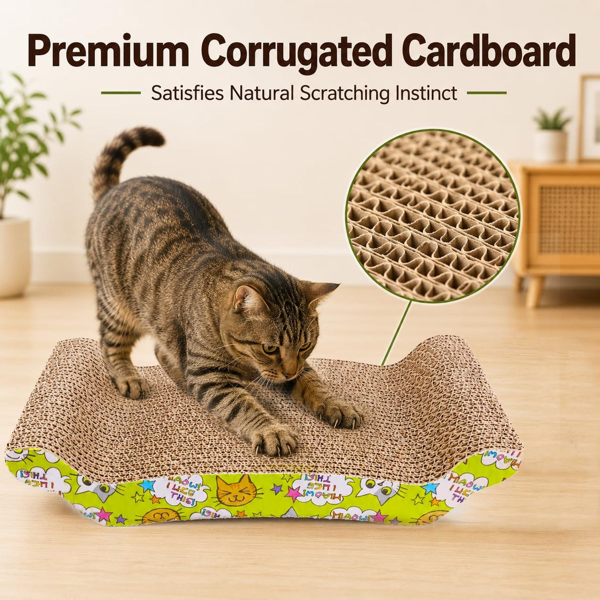 Wave Cardboard Cat Scratcher 2 Pack, 17"x8.5" Curved Cat Lounge – Essentials for Cats - image 4