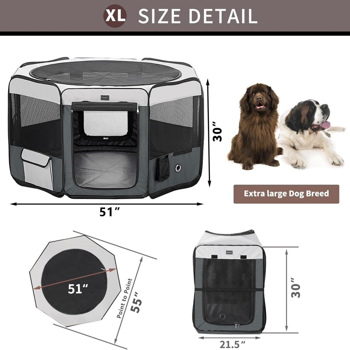 Dog Playpen Portable Pet Play Pens for Small Dog/Cat/Rabbit/Chicks - Gray / 8 / Large (46"x46"x23") - image 4