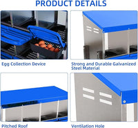 Chicken Nesting Boxes, 8 Hole Metal Chicken Laying Box with with Removable Trays and Roll Out Egg Collection for Chicken Coop, Blue
