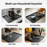 MateeyLife Silicone Waterproof Mat for Dog & Cat Food Mat 19"X12" – Essentials for Dogs - 19"W x 22"L / Classic Black - image 4