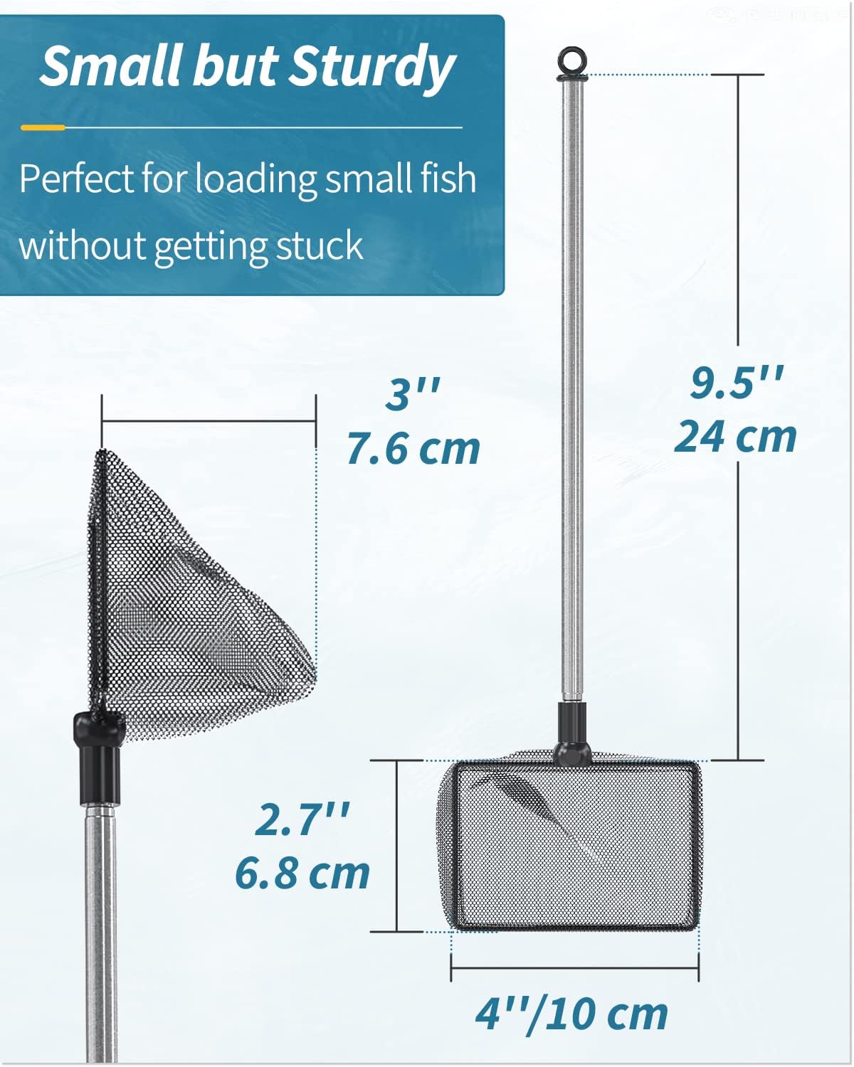 Pawfly Aquarium Fish Net with Extendable 9-24 Inch Long Handle - 4 Inch - image 3