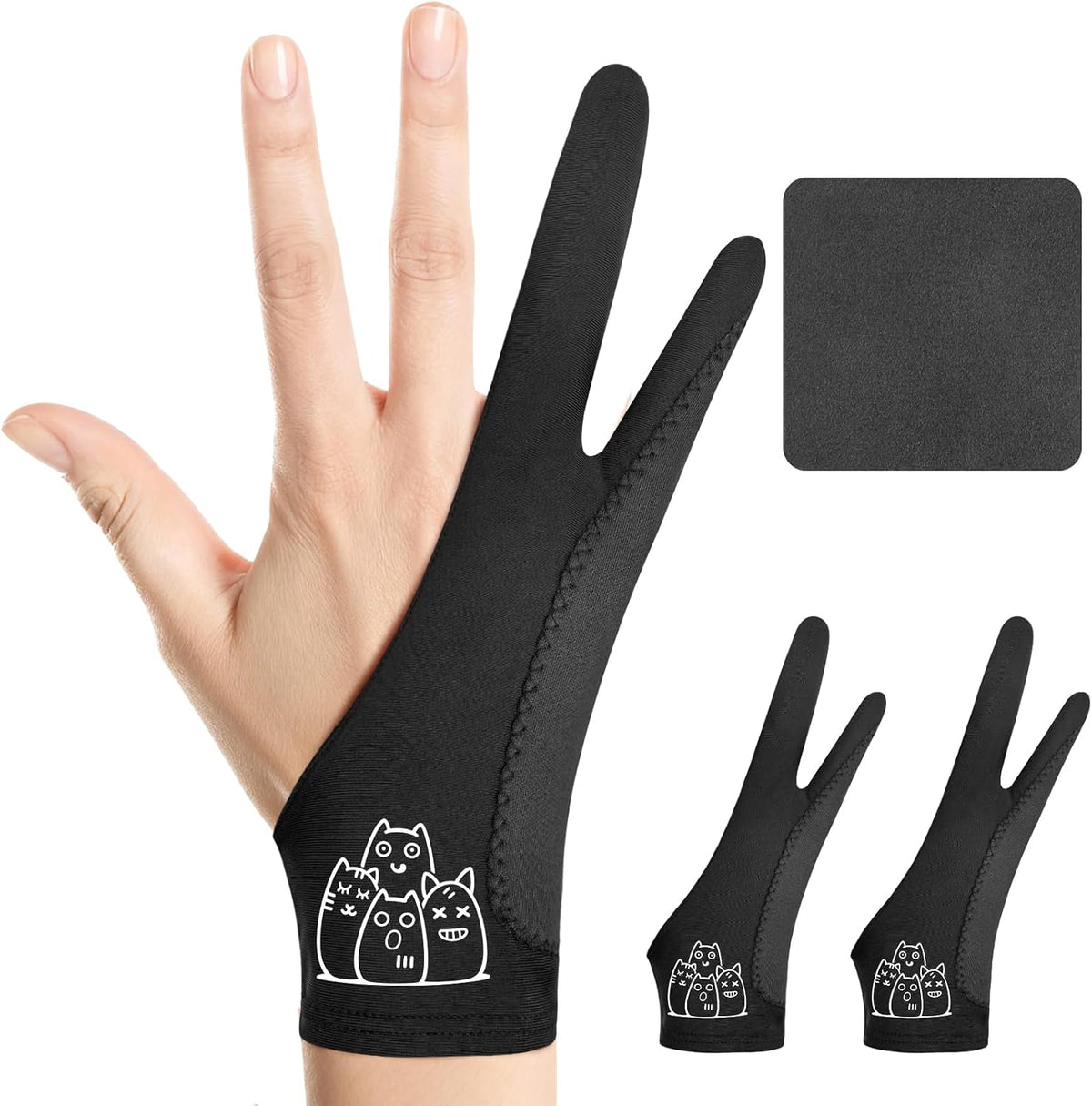 Artist Drawing Glove: 3-Layer Palm Rejection for iPad & Drawing - Midnight Mood(2 Pack) / Medium