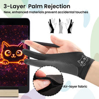 Artist Drawing Glove: 3-Layer Palm Rejection for iPad & Drawing - Midnight Kitty(2 Pack) / Medium - image 3