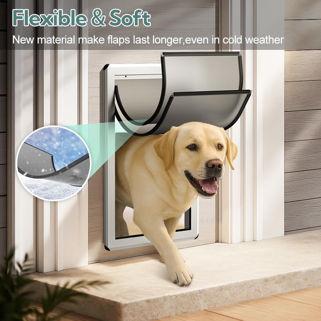[Parab House] Full Seal-Flaps XL Dog Door for Doors - Silvery White / Large - image 2