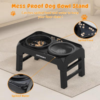 URPOWER Raised Dog Bowls 4 Height Adjustable Elevated Bowl Stand – Essentials for Dogs - Matte Black - image 4