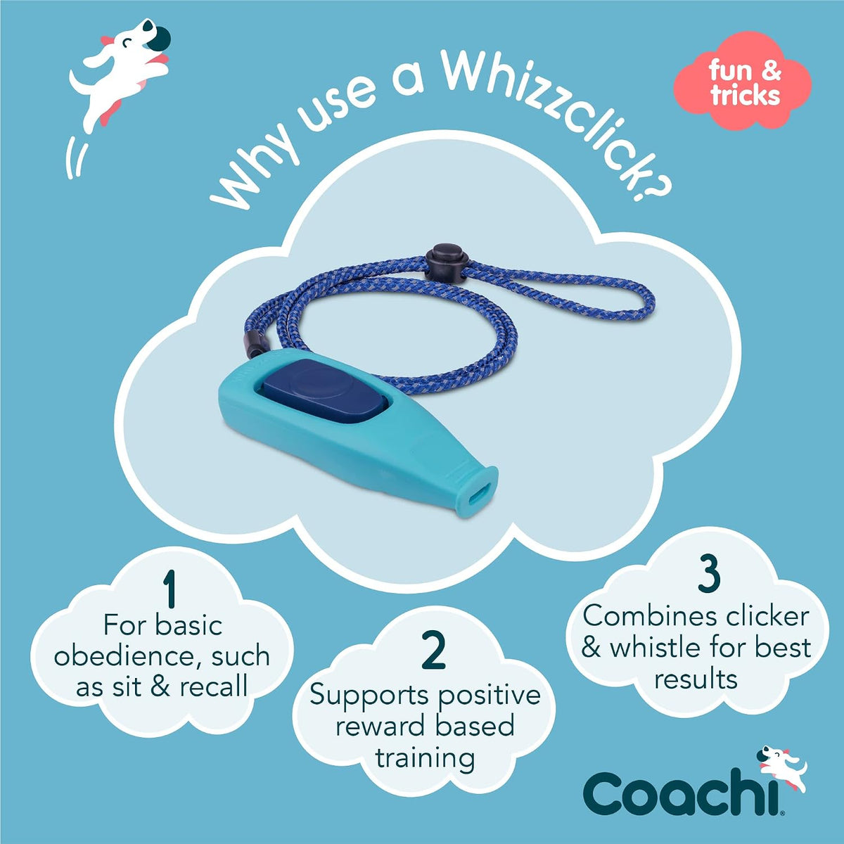 Company of Animals Coachi Whizzclick, Light Blue/Navy Button - Light Blue - image 2