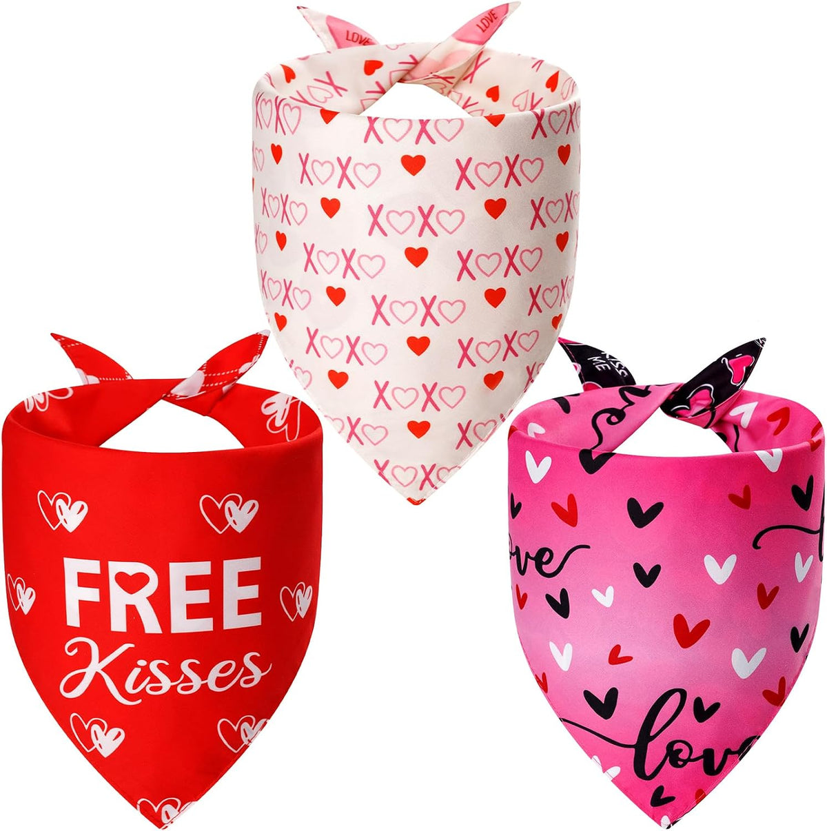 Fall Dog Bandanas Large 3PCS - red pink black / Small